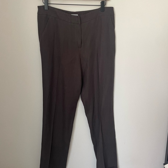MaxMara Dark Brown Linen Trousers Size 10 - Picture 1 of 8